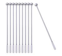 Coffee Beverage Stirrers, 10pcs Stainless Steel Cocktail Drink Swizzle Stick with Small Rectangular Paddles for Juices, Chocolate, Milk