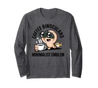 Coffee Binoculars Minimalist Emblem Mascot Funny Long Sleeve T-Shirt