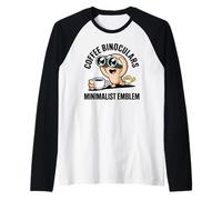 Coffee Binoculars Minimalist Emblem Mascot Funny Raglan Baseball Tee