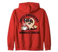 Coffee Binoculars Minimalist Emblem Mascot Funny Zip Hoodie