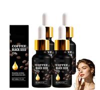 Coffee Black Seeds Oil For Face Skin, Vitamin E Enriched Nourishing Serum, Anti-Aging Smooths Fines Lines Fade Wrinkles, Colds Pressed Hydrated Skin Barriers, Lightweightly Fast Absorb All Skin (4PCS)