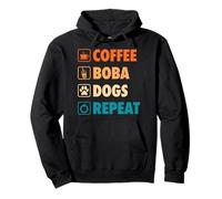 Coffee Boba Dogs Repeat Life Simple Boba Tea Pullover Hoodie