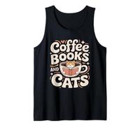 Coffee Books and Cats Cozy Reading Cat Lover Tank Top