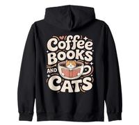 Coffee Books And Cats Cozy Reading Cat Lover Zip Hoodie