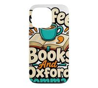 Coffee Books and Oxford Commas Grammar Lover Humor Case for iPhone 13 Pro