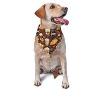 Coffee Bread Print Dog Bandana for Small Medium Large Dogs, Adjustable Cute Cat Dogs Kerchief Triangle Bibs Scarf Handkerchief Accessories