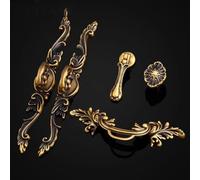 Coffee Bronze Furniture Copper Handle Brass Classical Hardware Pulls Wardrobe Kitchen Cabinet Closet Dresser Drawer Bar Knob(4-a-Pair)