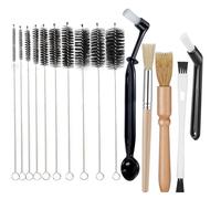 Coffee Brush,15 Pieces Coffee Cleaning Brush Set, Wood Handle Thin Pipe Cleaning Brush, Durable Grinder Brush for Espresso Making Tool Machine Group Head