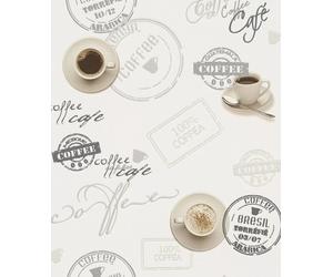 COFFEE CAFE OFF WHITE WALLPAPER AS CREATION KITCHEN QUALITY VINYL PAPER 94308-1