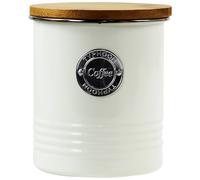 Coffee Canister Vintage Cream Metal Tin Labelled Airtight Lid Storage Organiser