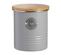 Coffee Canister Vintage Grey Metal Tin Labelled Storage Container Jar Organiser