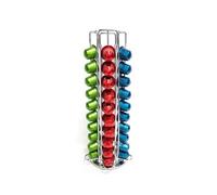Coffee Capsule Holder， Compatible for Nespresso Coffee Pods Holder Holds 60 360 Degree Rotatable Capsules Storage Rack Metal Tower Stand ，Home Living(Slivery)