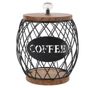 Coffee Capsule Holder Fruit Shaped Stylish Coffee Pod Storage with Wooden Base Lid Home Decor (Black)