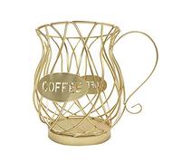 Coffee Capsule Pod Storage Basket, Special Coffee Storage Basket Kitchen Storage Basket Suitable for Tassimo, Nespresso, Dolce Gusto-Anti-Rust Performance, Small Footprint, Open Top 1 Item Gold