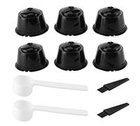 Coffee Capsule Pods Reusable Refillable Filter Cup 2 Sets Precise Outlet Design Smooth Flow No Leak Compatible with Nestle Coffee Machines Mini Me Piccolo Genio Black 6 Pieces