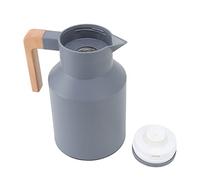 Coffee Carafe, Cold Heat Retention Double Wall 1000ml Capacity Coffee Bottle Wooden Handle Vacuum Insulation for Tea Grey