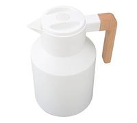 Coffee Carafe Double Walled Thermal Carafe Coffee Carafe 1000ml Wooden Handle Double Wall Vacuum Heat Retention Thermal Coffee Carafe for Tea Juices Coffee(White)