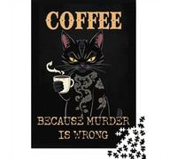 Coffee Cat Gone Wrong Jigsaw Puzzle for Adults, 1000 Pieces, 52x38cm/1000pcs, White Cardboard, Relaxing Indoor Activity And Family Time