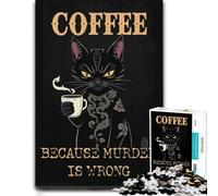 Coffee Cat Gone Wrong Themed Jigsaw Puzzle for Adults, 300 PCS