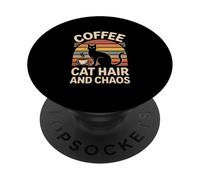 Coffee Cat Hair And Chaos Retro Style PopSockets Adhesive PopGrip