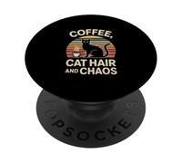 Coffee Cat Hair And Chaos Retro Style PopSockets Adhesive PopGrip