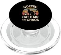 Coffee Cat Hair And Chaos Retro Style PopSockets PopGrip for MagSafe