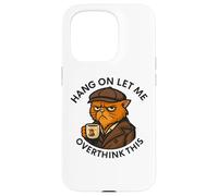 Coffee Cat, Hang On Let Me Overthink This, funny meme Cats Case for iPhone 15 Pro