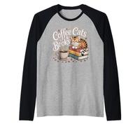 Coffee Cats and Books Cozy Reading Lover Design Raglan Baseball Tee