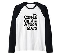 Coffee Cats and Yoga Mats Zen Vibes for Cat Lovers Raglan Baseball Tee