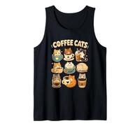 Coffee Cats Cute Cat Coffee Lover Kawaii Cafe Tank Top