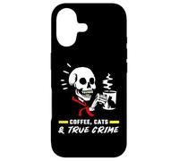 Coffee Cats & True Crime Funny Skull Cat Podcast Show Lovers Case for iPhone 17