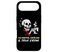 Coffee Cats & True Crime Funny Skull Cat Podcast Show Lovers Case for iPhone Air