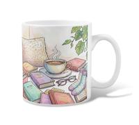 Coffee Ceramic Coffee Mug, Cozy Fanciful Books Socks Fall Warm Novelty Tea Cup with Handle Ideal for Friends Family Lovers Eldership Senior Co-Worker 11 Oz
