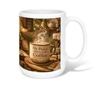 Coffee Ceramic Coffee Mug, Cozy Rustic Steam Cup Fall Brown Novelty Hot Chocolate Mug with Handle Ideal for Friendship Family Colleague Staff Sweetheart Teachers 15 Oz
