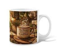 Coffee Ceramic Coffee Mug, Cozy Rustic Steam Cup Fall Brown Novelty Tea Cup with Handle Ideal for Friends Family Co-Worker Lovers Eldership Senior 11 Oz