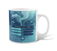 Coffee Ceramic Coffee Mug, Modern Futuristic Progress Clouds None Blue Novelty Tea Mug with Handle Ideal for Friends Family Lovers Eldership Senior Co-Worker 11 Oz