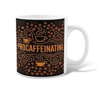 Coffee Ceramic Coffee Mug, Modern Graphic Beans Steam Fall Black Novelty Hot Chocolate Mug with Handle Ideal for Friends Family Lovers Eldership Senior Co-Worker 11 Oz