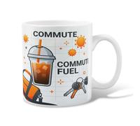 Coffee Ceramic Coffee Mug, Modern Playful Sun Keys Summer Orange Novelty Hot Chocolate Mug with Handle Ideal for Friends Family Lovers Eldership Senior Co-Worker 11 Oz