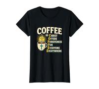 Coffee Christ Offers Forgiveness Faith Quote Value Graphic T-Shirt, Women, Black, S