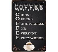 Coffee Christ Offers Forgiveness For Everyone Everywhere - Modern Artwork Home Kitchen Dining Room Cafe Wall Decor - Gift For Coffee Lover Metal Tin Sign Placards Of Metal 8"x12"