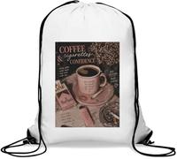 Coffee Cigarettes Confidence Message Gym Sack Casual Drawstring Bag White