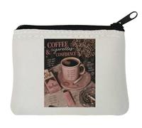Coffee Cigarettes Confidence Message Neoprene Coin Purse Pouch 10x11cm White