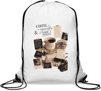 Coffee, Cigarettes, Style Notes Gym Sack Casual Drawstring Bag White
