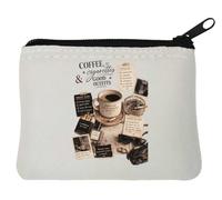 Coffee, Cigarettes, Style Notes Neoprene Coin Purse Pouch 10x11cm White