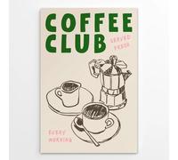 Coffee Club Served Fresh Poster Minimalist Vintage Coffee Pot and Cups Wall Art Retro Hand Drawn Kitchen Wall Decor Aesthetic Canvas Print for Café Corner Station Home 12x18inch Unframed