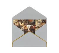 coffee collage Printed Pearl Paper Greeting Card, Light Grey - Folded Blank Cards with Gold Trim for Weddings, Birthdays, Christmas