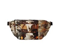 Coffee Collage Printed Waist Bag Adjustable Bum Bag Lightweight Travel Waist Fanny Pack Belt for Walking Cycling Hiking Travel