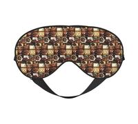 Coffee Collage Printing All-Occasion Sleep Eye Mask with Double Sides Adjustable Strap Perfect for Shifts & Travel