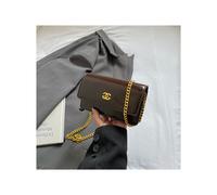 (Coffee color 1) Patent leather versatile shoulder small square bag crossbody chain fortune bag