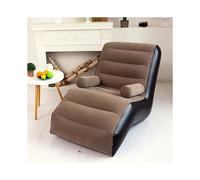 (Coffee color) 1pc Outdoor Inflatable Flocked Sofa, Potato Sofa, Portable S-shaped Thickened Sofa Lounger for Lunch Break, Comfortable Single Chair